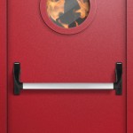 Противопожарная дверь однопольная , вентиляцией и круглым окном